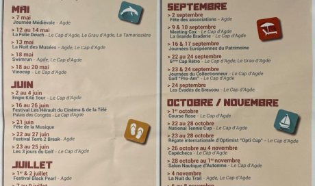 Les temps forts de cette année au Cap d'Agde, Grau d'Agde et Agde, proche du Camping les Jardins d'Agathe!