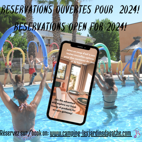 Réservation 2024 ouvertes au Camping les Jardins d'Agathe Cap d'Agde!