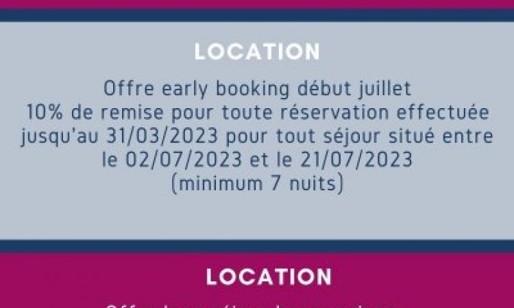 Offres promotionnelles toujours d'actualité au Camping les Jardins d'Agathe! Cap d'Agde
